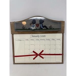 Vintage Wood Hand Made Country Wall Calendar Holder Coal Bank Hollow NEW